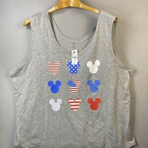 Disney Tank Top Womens Size 26 Mickey And Friends Red‎ White & Blue Ears New $43